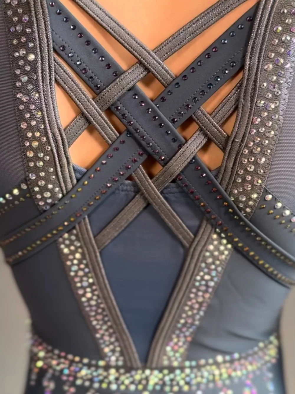 CRISSCROSS LIBERTY RHINESTONE LEOTARD